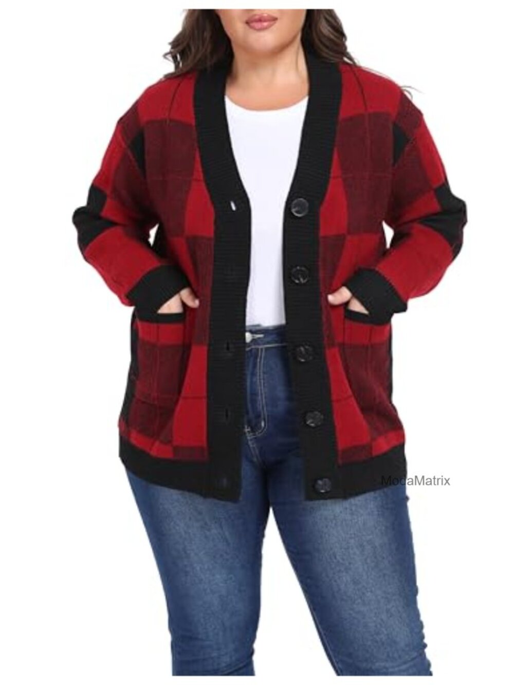 Plus Size Button Down Sweater Cardigan Soft Stretch Long Loose Fit
